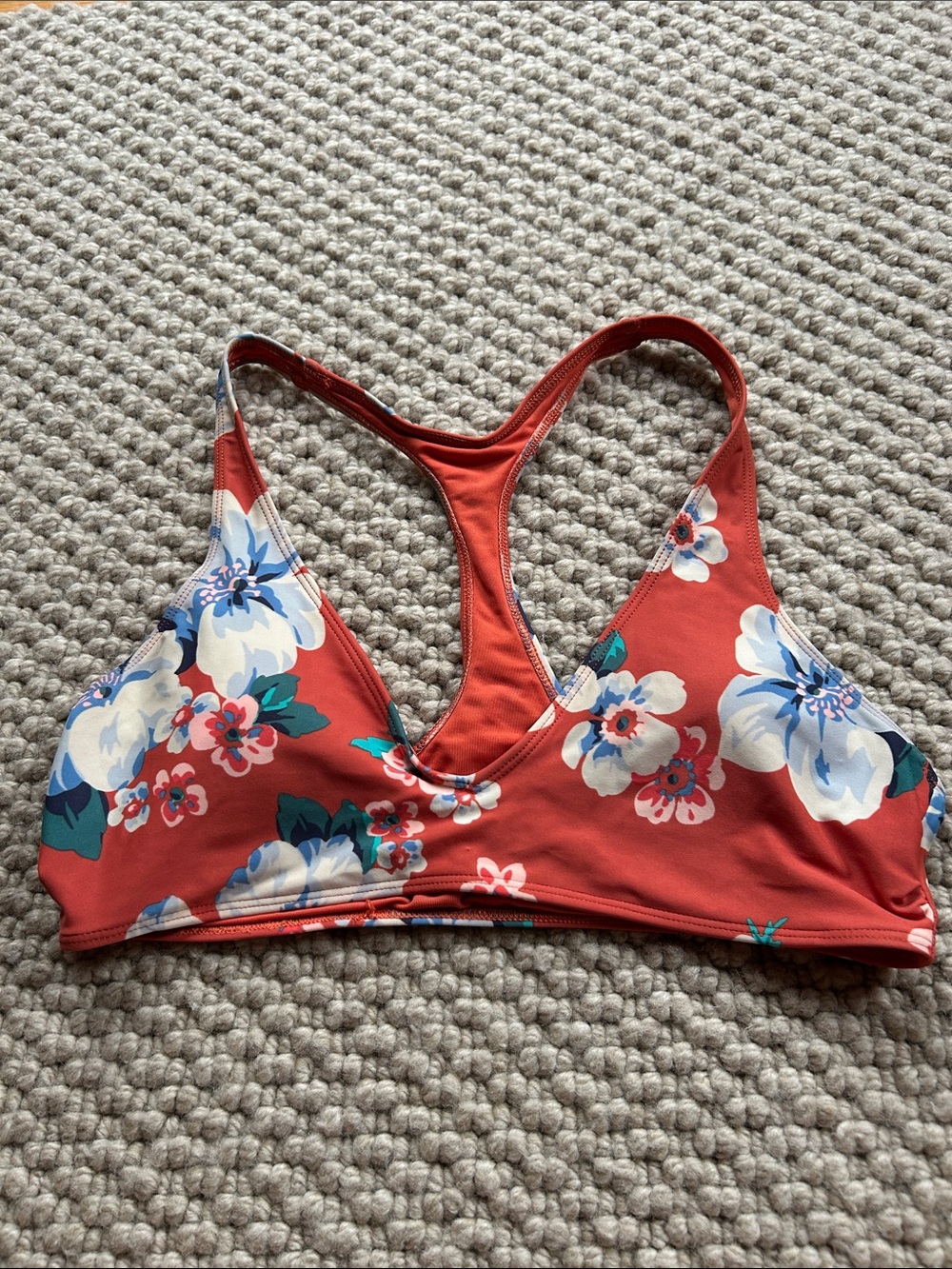 aerie Red Floral Racerback Bikini Top